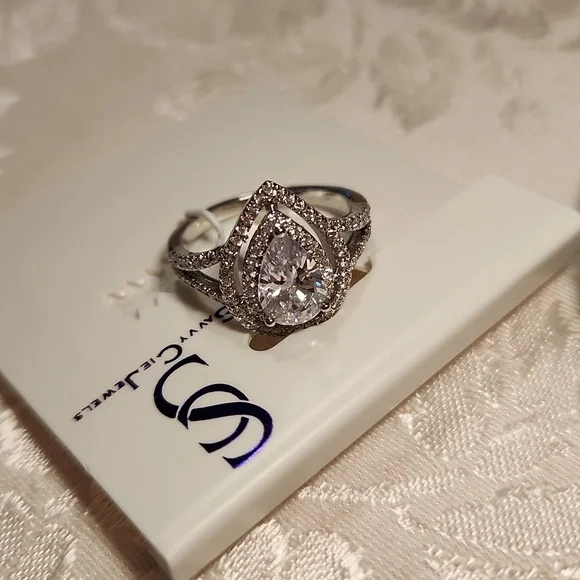 Savvy Cie Jewels Rhodium-Plated Teardrop Ring, Size 7 - Picture 13 of 14